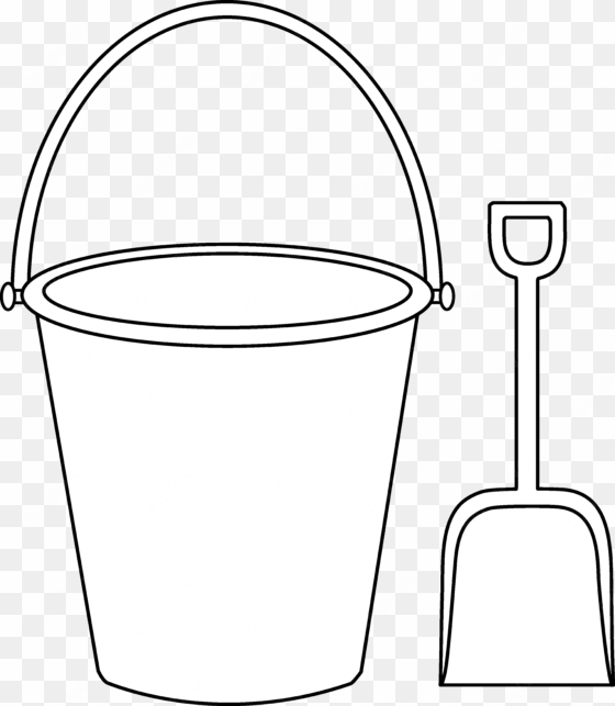 kids colorable pail and shovel - clip art