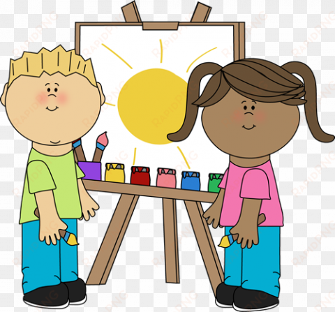 Kids Painting On Easel Clipart Art Class Clip Art - Art Kids Clipart transparent png image