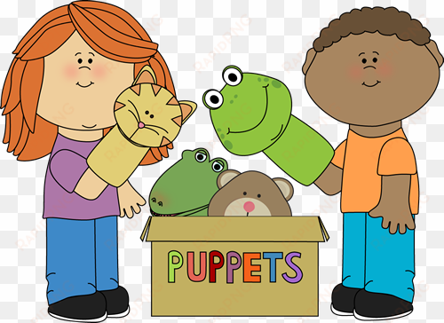 kids playing with puppets - puppets clipart