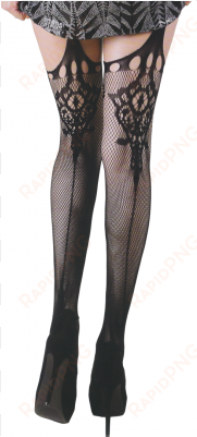 killer legs spanish fan faux garter fishnet stockings - garter