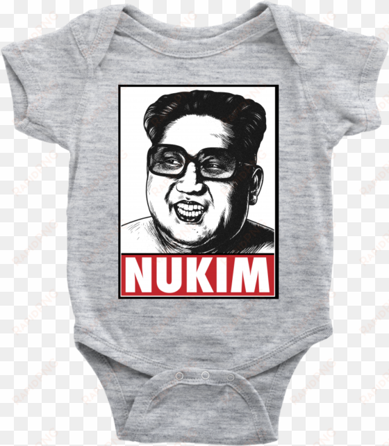 kim jong un "obey style" nukim baby bodysuit