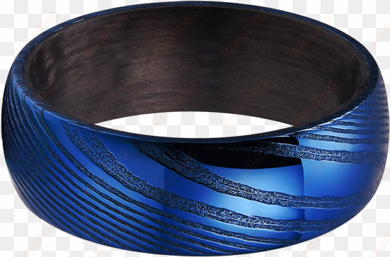 king will warriors™ 8mm blue damascus ring with black - bangle
