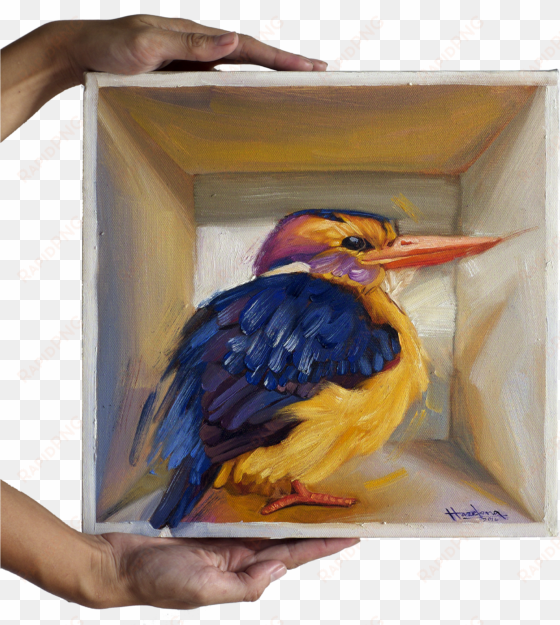 kingfisher in a box - painting