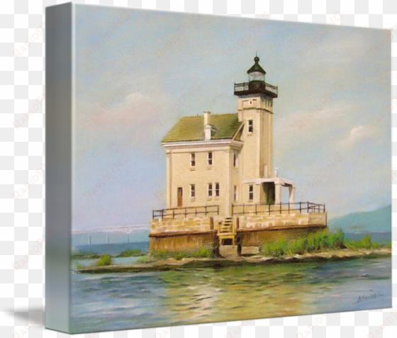 kingston lighthouse on hudson river by yunyi - gallery-wrapped canvas art print 15 x 11 entitled kingston