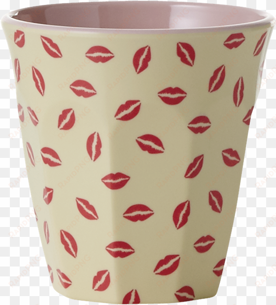 KISS PRINT MELAMINE CUP RICE DK - MELAMINE MEDIUM CUP TWO TONE WITH KISS PRINT RED, CREAM.PNG Kiss Print Melamine Cup Rice Dk - Melamine Medium Cup Two Tone With Kiss Print Red, Cream transparent png image