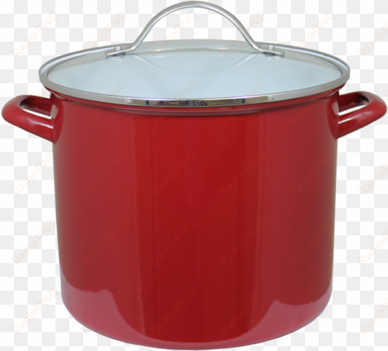 kitchen collection 12 quart enamel stock pot - red
