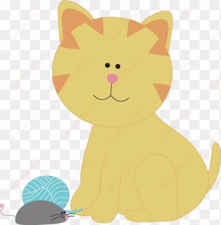 kittens clipart cat toy - cat with mouse clipart