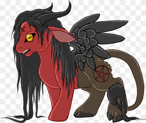 klumpeh, baphomet, horn, pegasus, pentagram, ponified, - satan as a pony