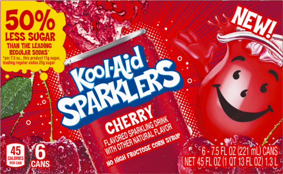 kool-aid sparklers cherry flavored sparkling drink, - kool aid sparklers