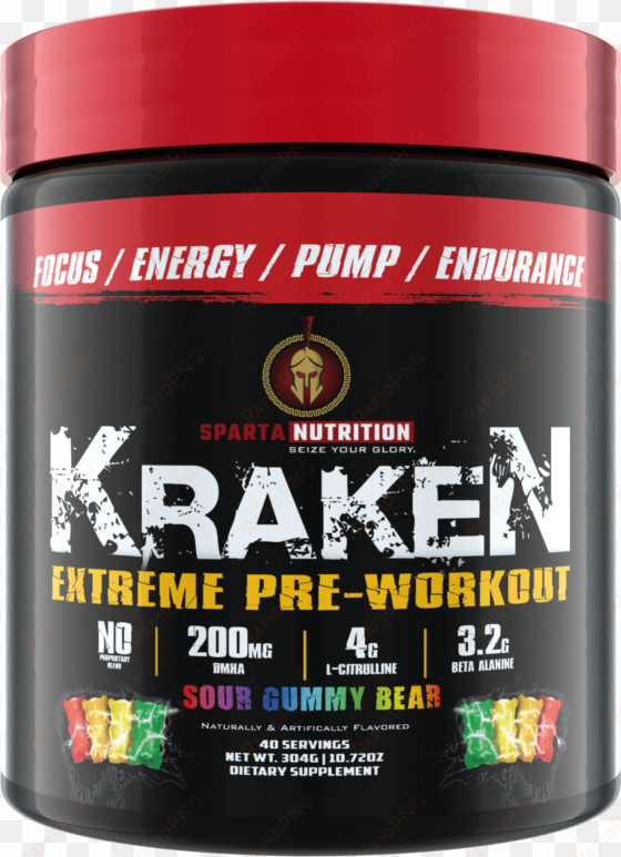 kraken, sour gummy bear, 300g - sparta nutrition kraken, 40 servings