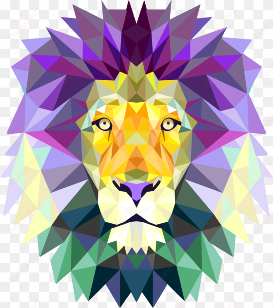 Kratos - Triangle Colorful Lion Head Shower Curtain transparent png image