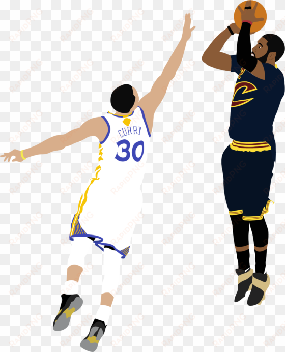 kyrie irving shooting over steph curry illustration - kyrie irving shot over curry