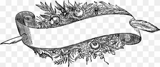 label vintage png - flower banner png black