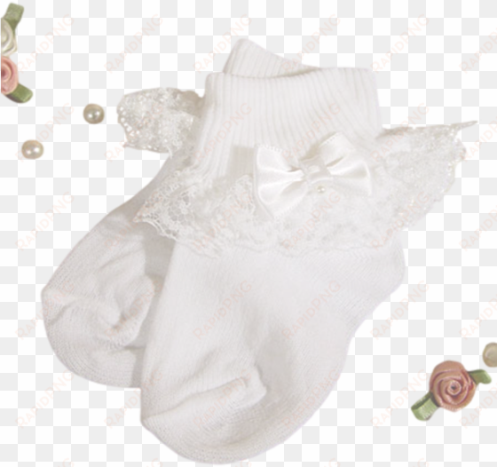 lace, satin & pearls white nylon dress socks baby girls - little things mean a lot white nylon anklet with lace