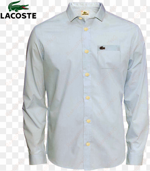 ~lacoste bold buttons classic long sleeves blue shirt - lacoste