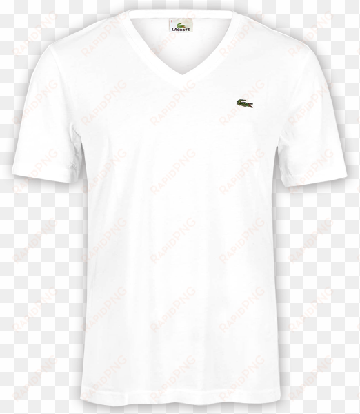 ~lacoste White Pima Vneck Tee - White T Shirt Front And Back Png transparent png image