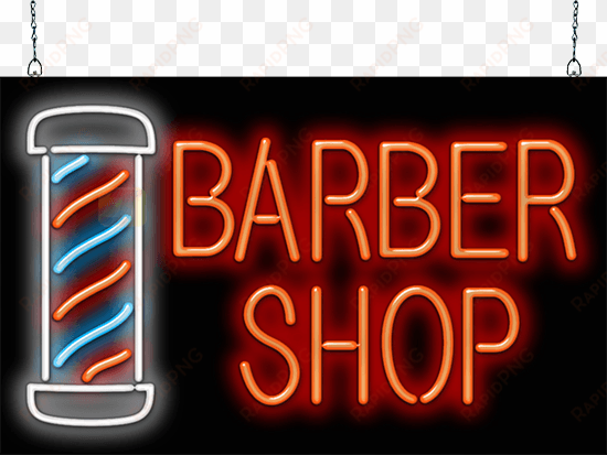 large barber shop with pole neon sign - barbershop