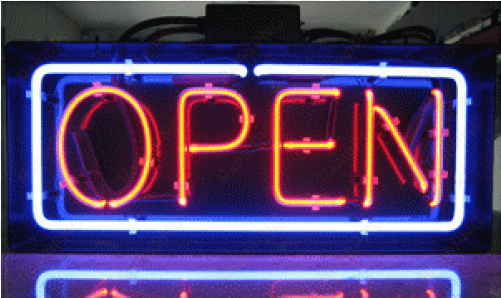 large classic open neon sign - open