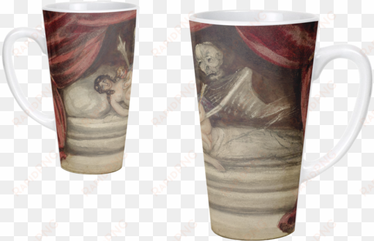 large latte mug color changing nude woman, cupid, skeletal - mug