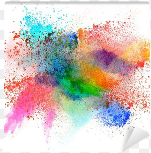 launched colorful powder over white wall mural • pixers® - color powder explosion png