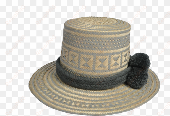 lazo straw hat with pom poms hatband - straw