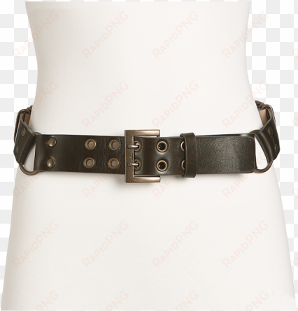 leather military contour belt - buckle