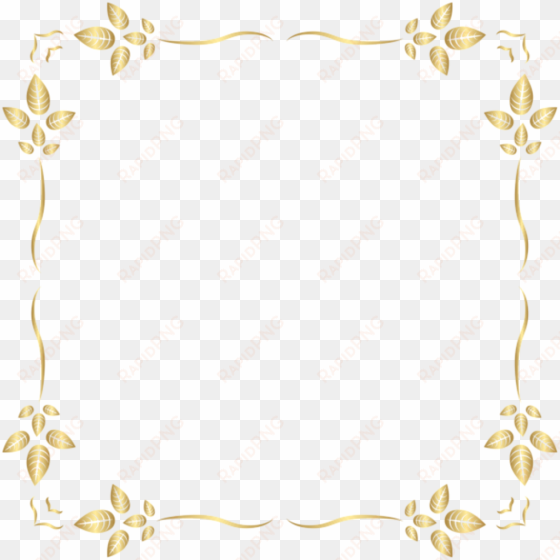 leaves square gold golden frame border squareframe - png border decorations yellow
