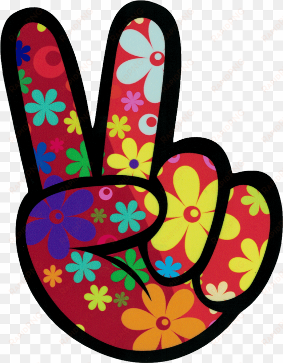 left hand peace fingers - hippie stickers