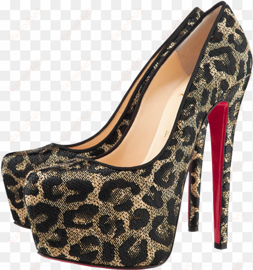 leopard female heels png clipart - high heels painting png