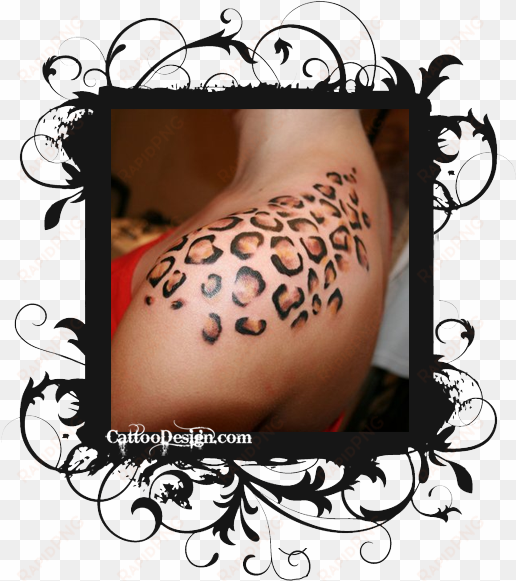 leopard print shoulder tattoos photo - cat with name tattoo designs