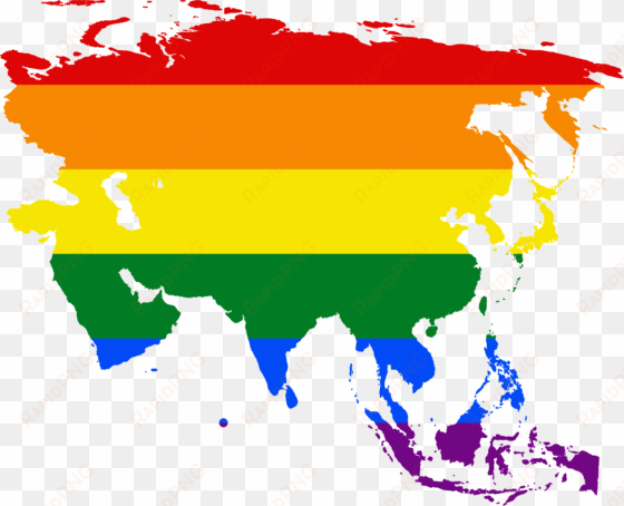 lgbt flag map of asia - asia flag map png