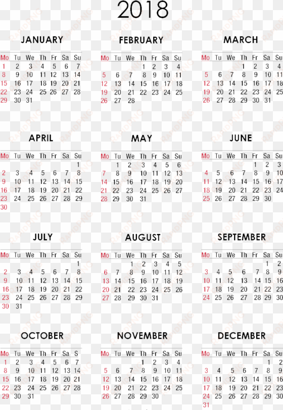 Library Calendar Png Images All - 2018 Yearly Calendar Pdf transparent png image