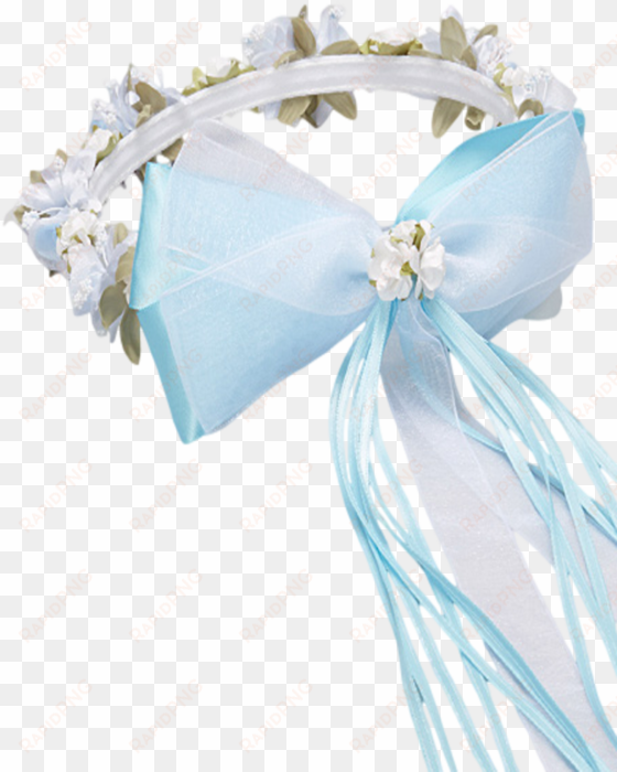 light blue floral crown wreath handmade with silk flowers, - satin