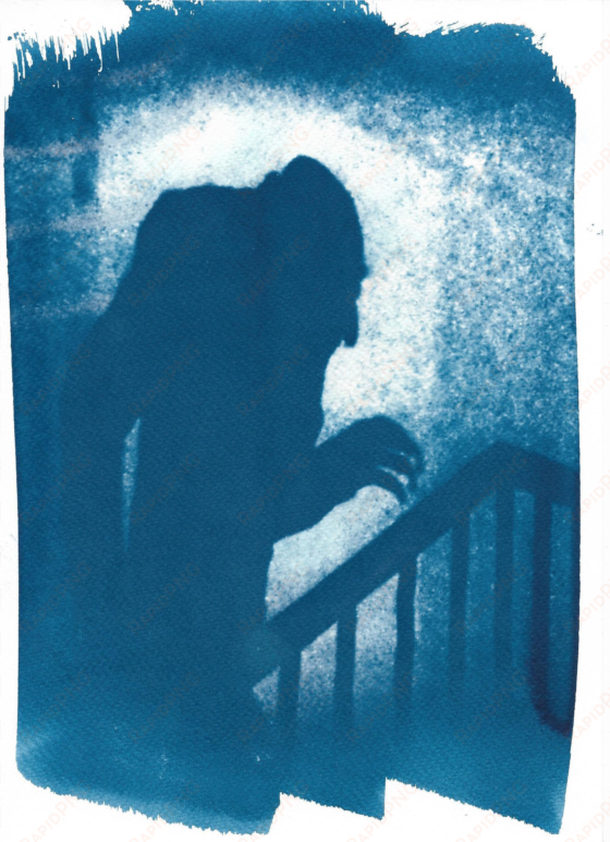 limited edition, nosferatu film still cyanotype, shadow - nosferatu