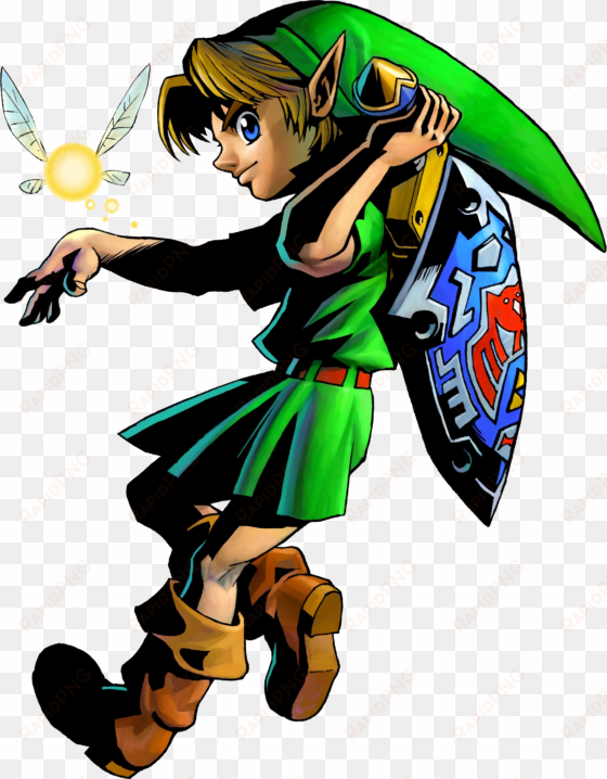 link taking his sword ocarina of time - legend of zelda majora's mask 3d link