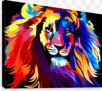 lion rainbow canvas print - rainbow lion print