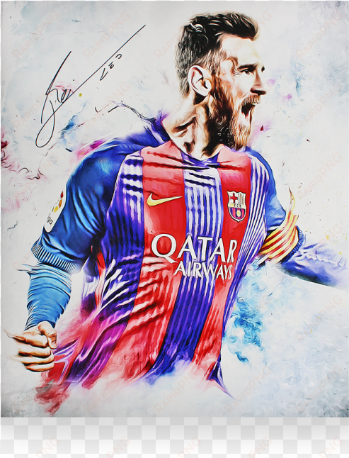lionel messi official signed barcelona artwork - messi celebration drawing