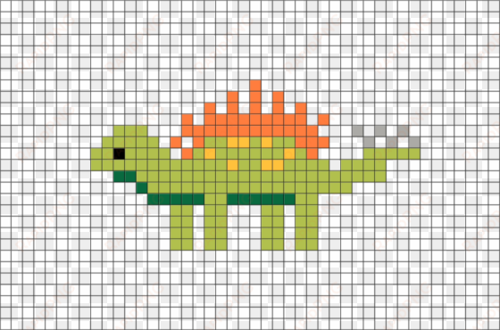 lire - pixel art facile dinosaure