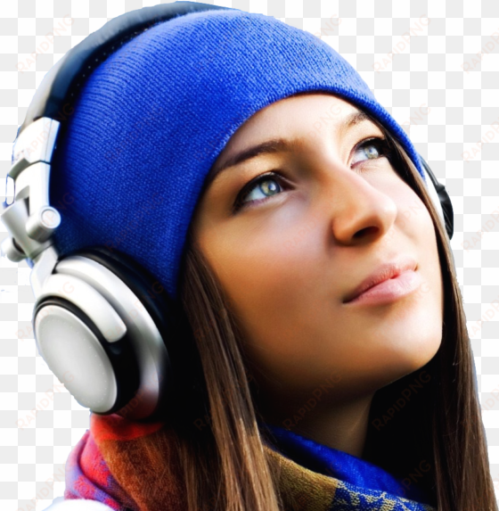 listening to music t - girl listening to music png