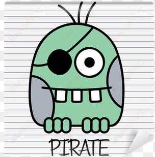 little funny green monster pirate with eye patch wall - eyepatch