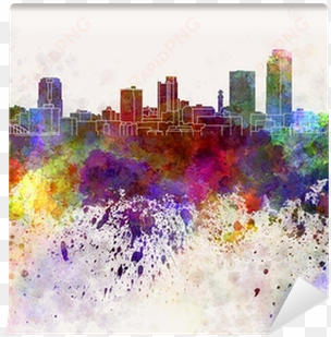 little rock skyline in watercolor background wall mural - dallas skyline in watercolor background