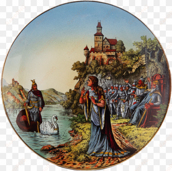 lohengrin's arrival, plaque, handpainted - folklore