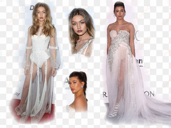 long naked white dress,gigi hadid vs hailey baldwin - gown