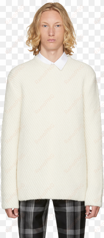 long sleeve cotton poplin sweater in white - cardigan