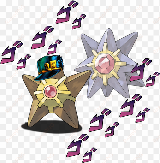 look, it's staryu and his stand - starmie pokemon