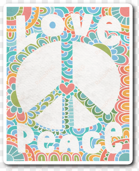 love and peace design vinyl die cut sticker - peace sign love t shirt, hoodie 60s 70s tie die hippie