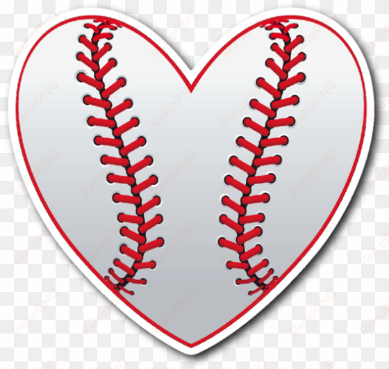 love baseball vinyl die cut sticker - baseball hearts