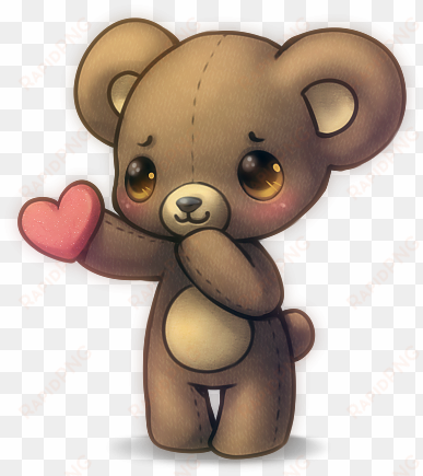 love cute anime animals bear heart kawaii - cute teddy bear anime