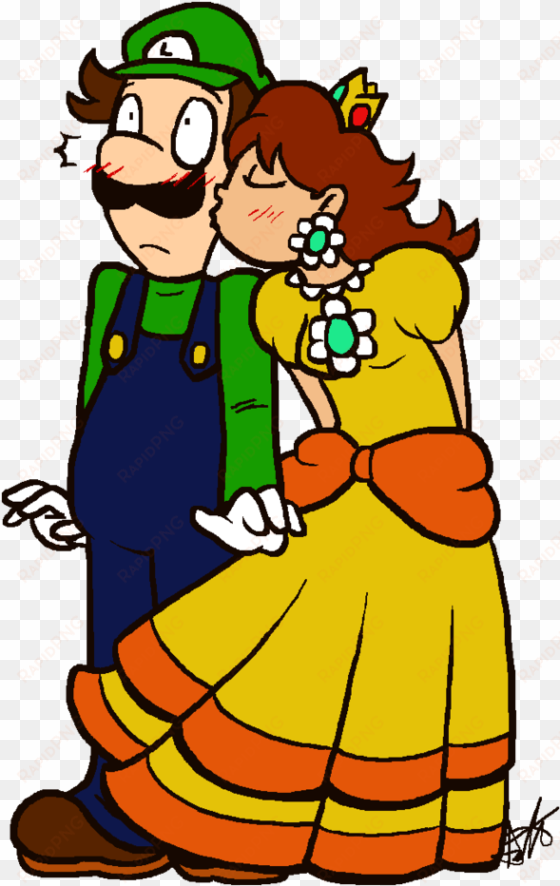 luigi gets a kiss by hamsamwich - luigi