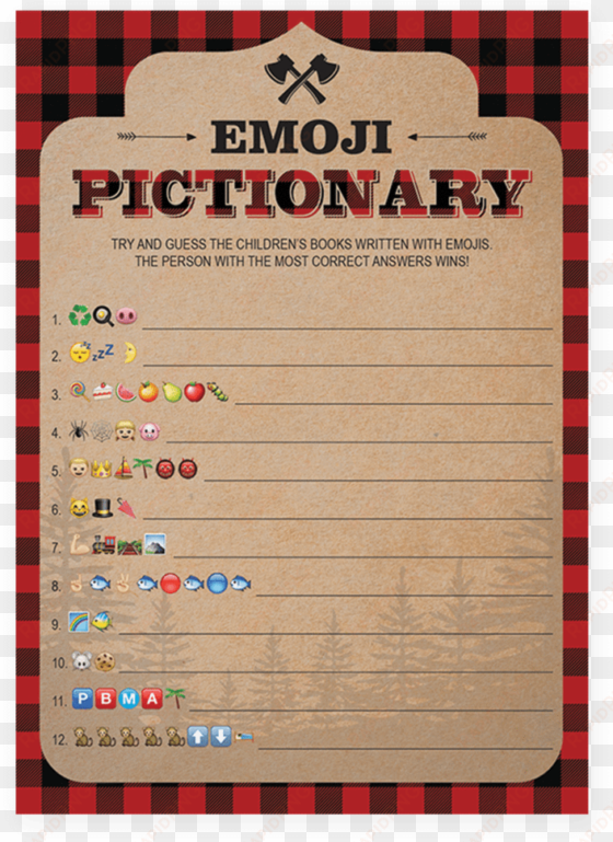 lumberjack shower emoji pictionary printable by littlesizzle - calligraphy